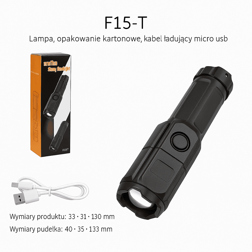 Latarka taktyczna F15-T z zoomem i USB