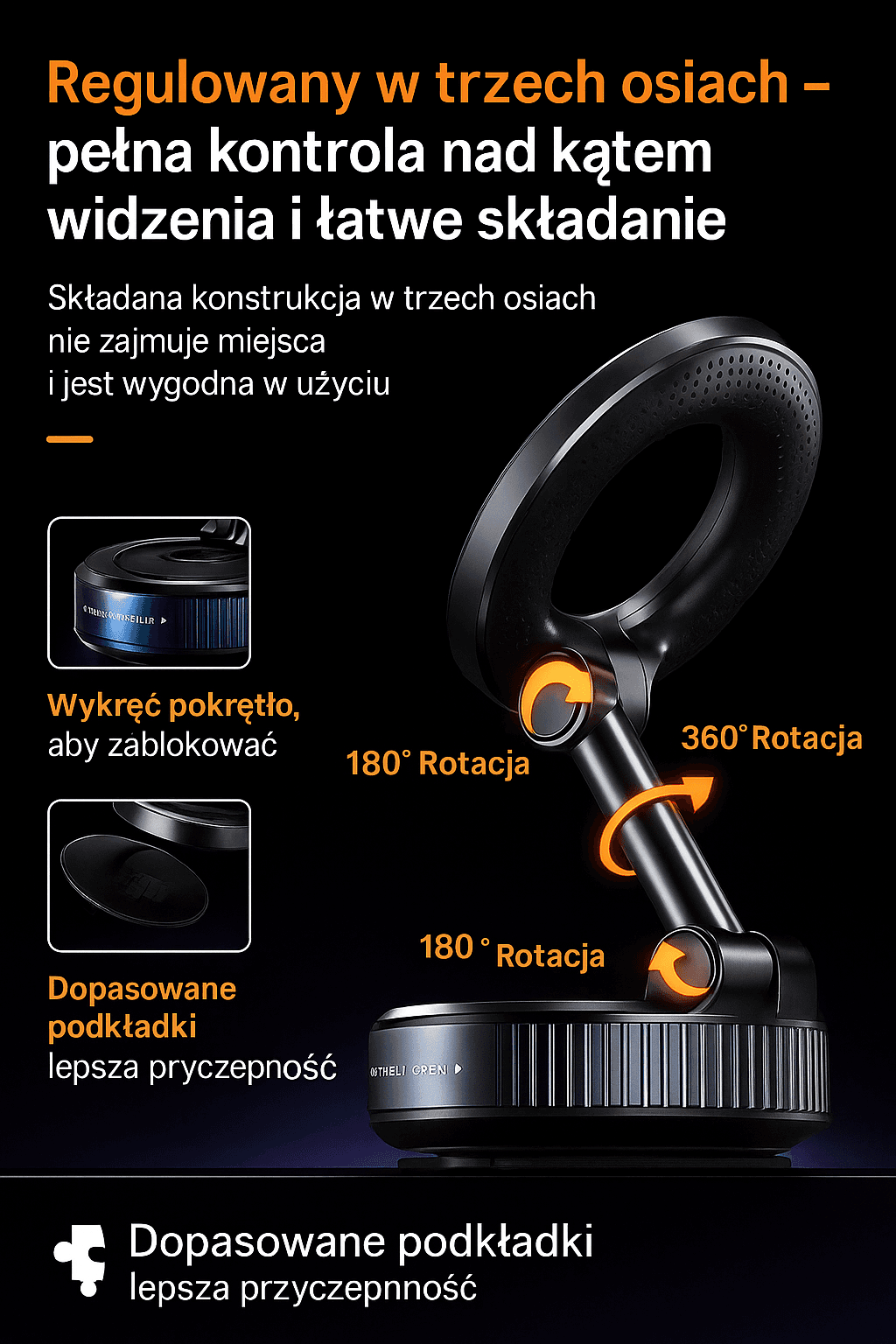 Magnetyczny uchwyt samochodowy 360°