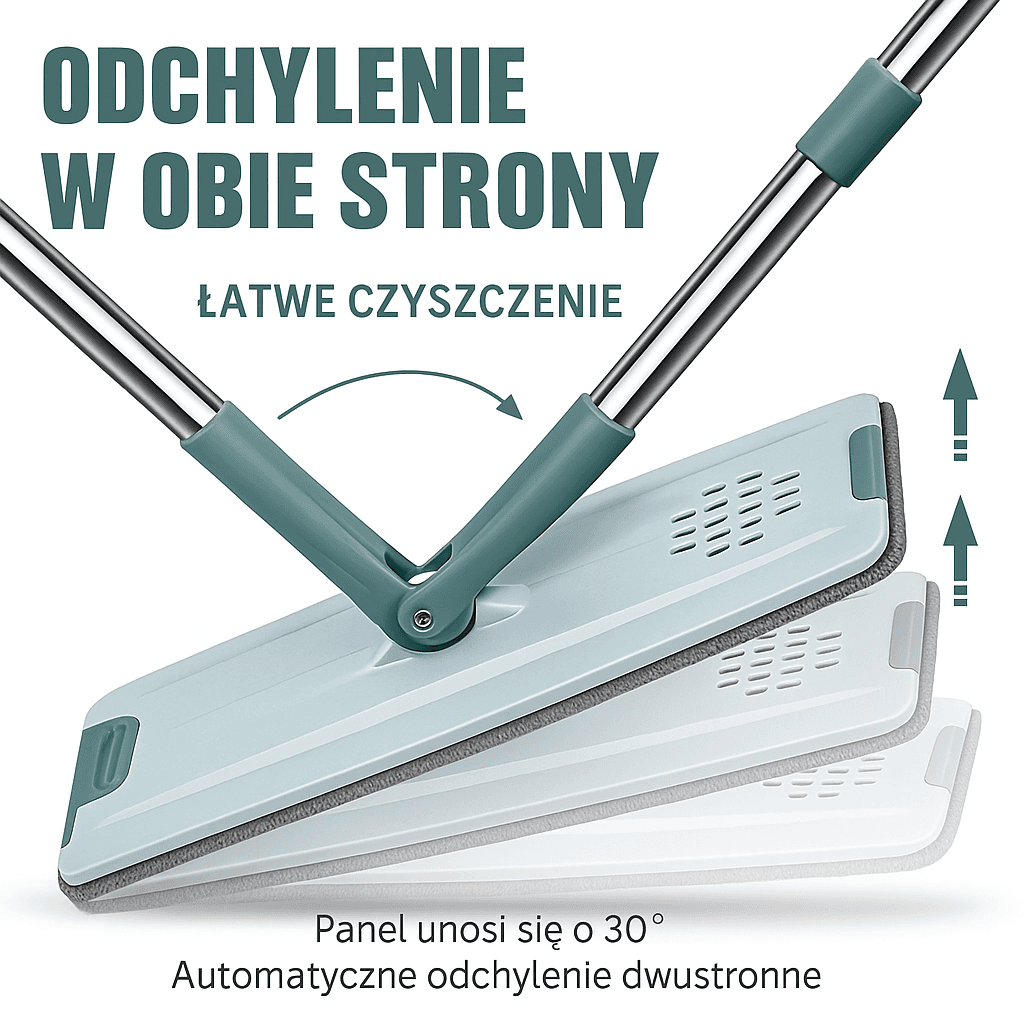 Nowoczesny mop płaski z wiadrem dwukomorowym i wyciskaniem