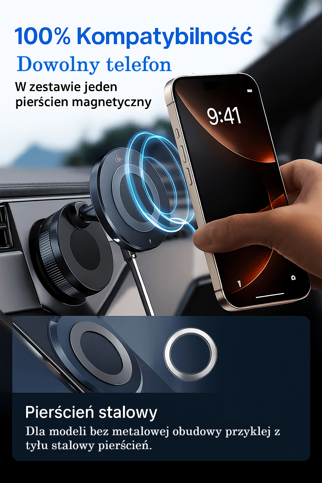 Magnetyczny uchwyt samochodowy 360°
